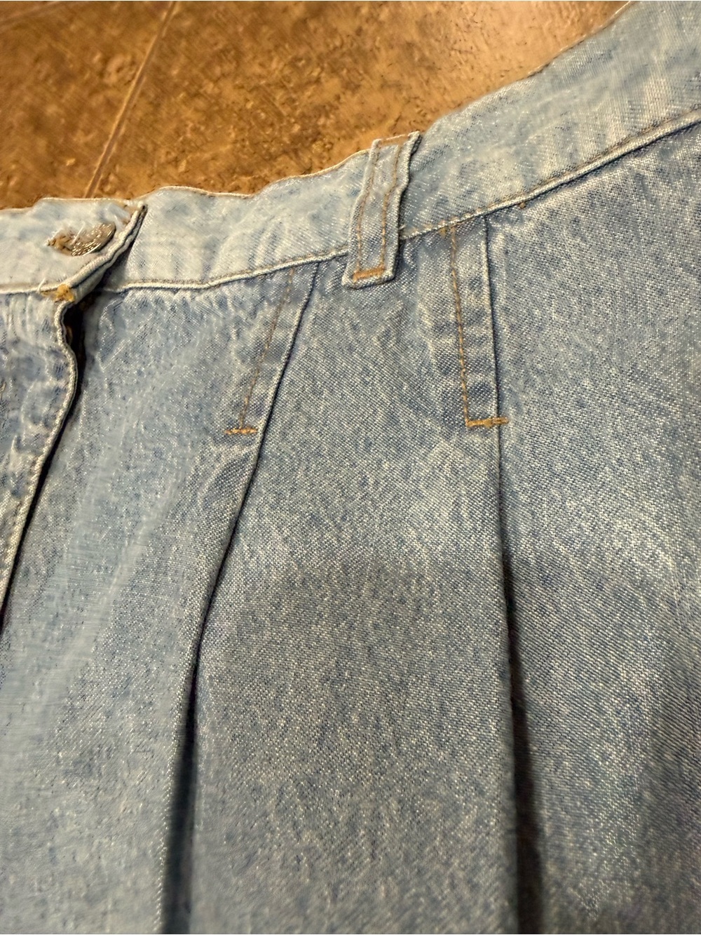 Vintage Jean Blue Denim Midi Skirt Size Large Elastic Back Waist Modest - Picture 4 of 9